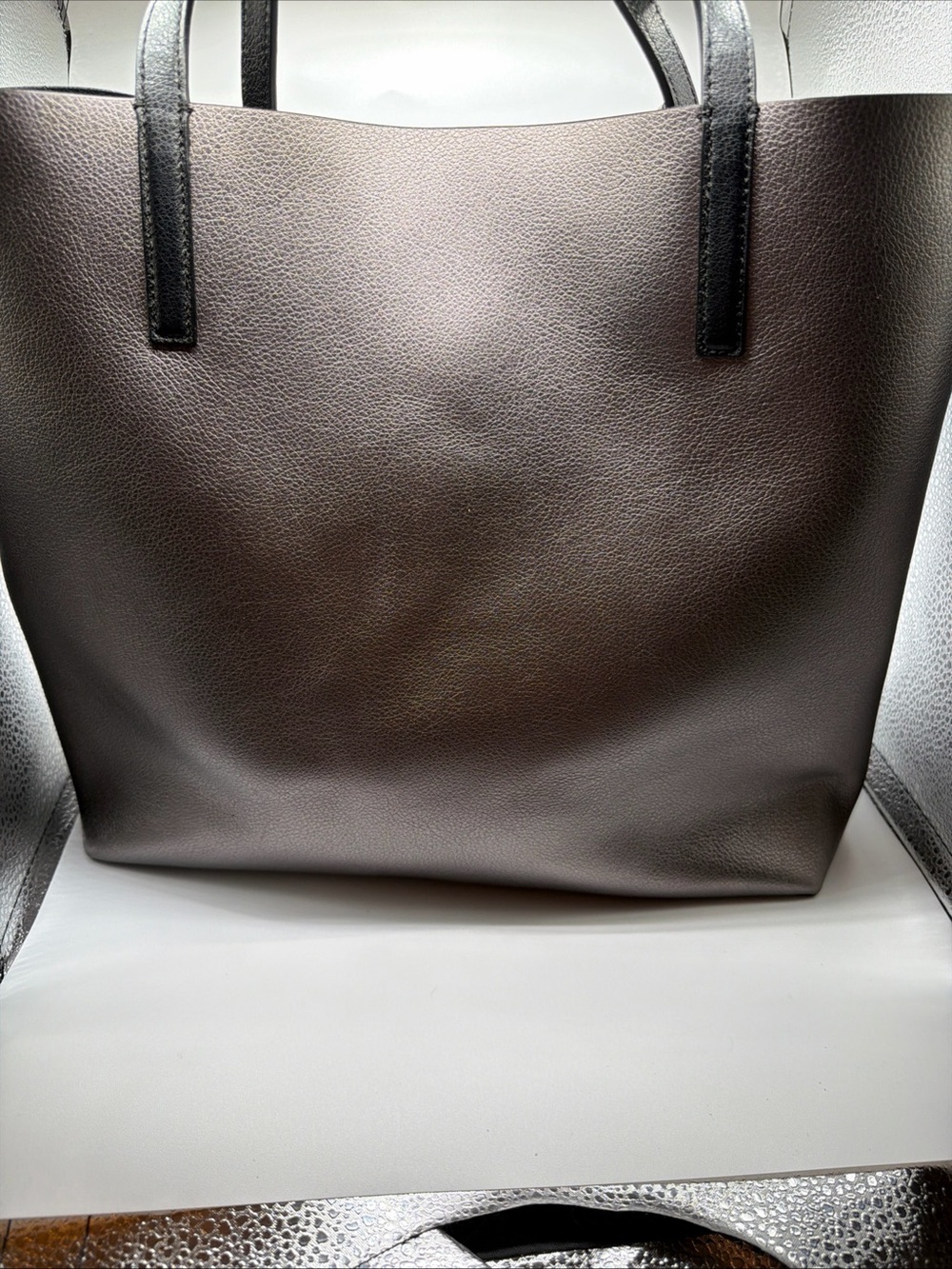 Kate Spade Reversible Metallic Bronze Black Tote Shoulder Bag with Wallet - Picture 3 of 10